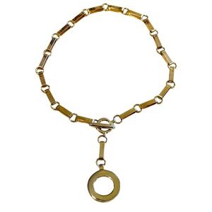 VTG Ben-Amun Signed Necklace Gold plated toggle paper clip chain choker 16"